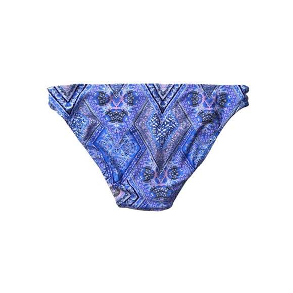 TRIBAL FLORAL PRINT BIKINI BOTTOMS W/ STRAPPY SIDES · SIZE L · NWT - Picture 4 of 7